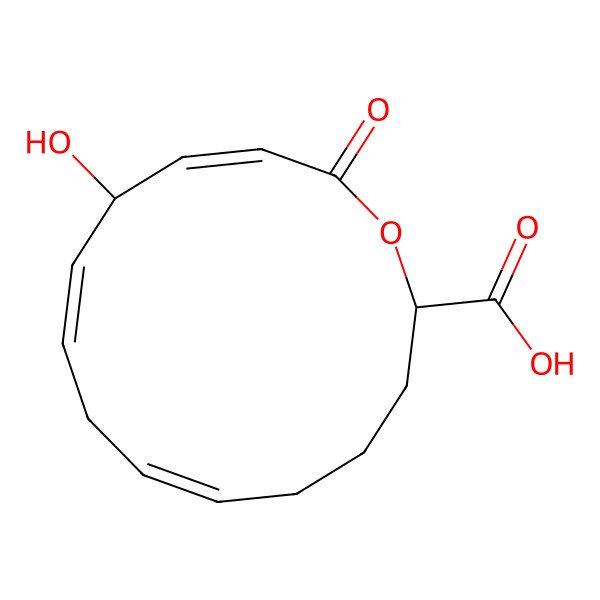 2D Structure of 11-Hydroxy-14-oxo-1-oxacyclotetradeca-6,9,12-triene-2-carboxylic acid