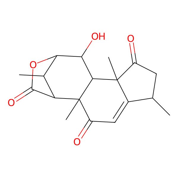 2D Structure of 11-Hydroxy-2,6,9,15-tetramethyl-13-oxatetracyclo[10.2.1.02,10.05,9]pentadec-4-ene-3,8,14-trione