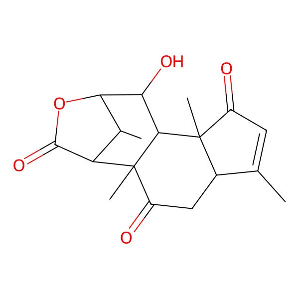 2D Structure of 11-Hydroxy-2,6,9,15-tetramethyl-13-oxatetracyclo[10.2.1.02,10.05,9]pentadec-6-ene-3,8,14-trione