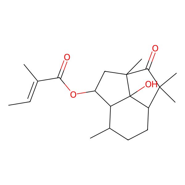 2D Structure of (11-Hydroxy-4,6,6,10-tetramethyl-5-oxo-2-tricyclo[5.3.1.04,11]undecanyl) 2-methylbut-2-enoate