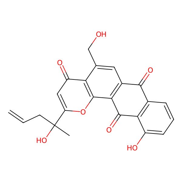 2D Structure of 11-Hydroxy-5-(hydroxymethyl)-2-(2-hydroxypent-4-en-2-yl)naphtho[2,3-h]chromene-4,7,12-trione