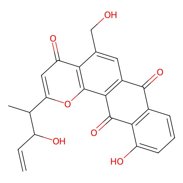 2D Structure of 11-hydroxy-5-(hydroxymethyl)-2-[(2R,3S)-3-hydroxypent-4-en-2-yl]naphtho[2,3-h]chromene-4,7,12-trione