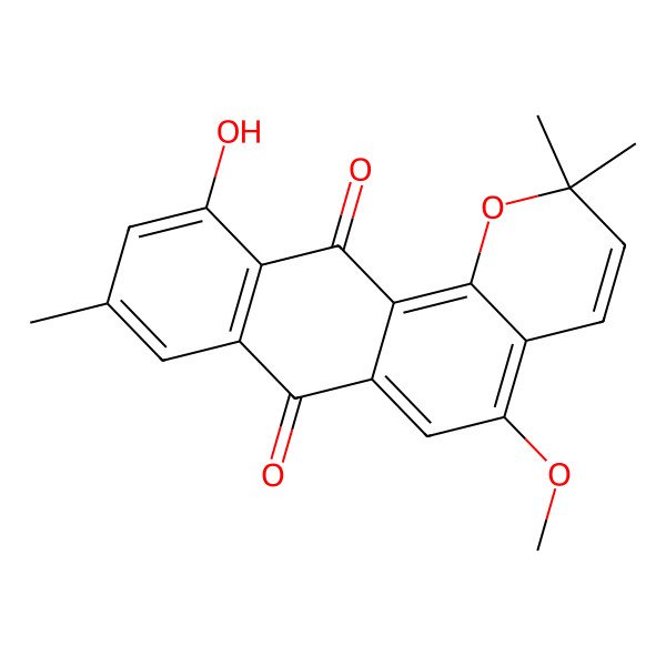 2D Structure of 11-Hydroxy-5-methoxy-2,2,9-trimethylnaphtho[3,2-h]chromene-7,12-dione