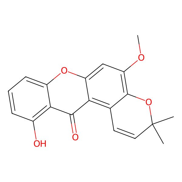 2D Structure of 11-Hydroxy-5-methoxy-3,3-dimethyl-pyrano[3,2-a]xanthen-12-one