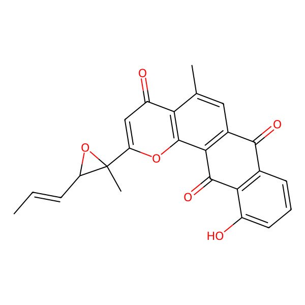 2D Structure of 11-Hydroxy-5-methyl-2-(2-methyl-3-prop-1-enyloxiran-2-yl)naphtho[2,3-h]chromene-4,7,12-trione