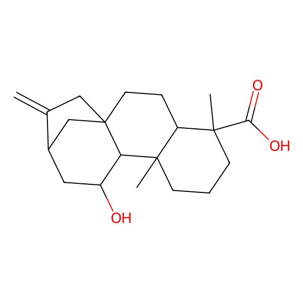2D Structure of 11-Hydroxy-5,9-dimethyl-14-methylidenetetracyclo[11.2.1.01,10.04,9]hexadecane-5-carboxylic acid