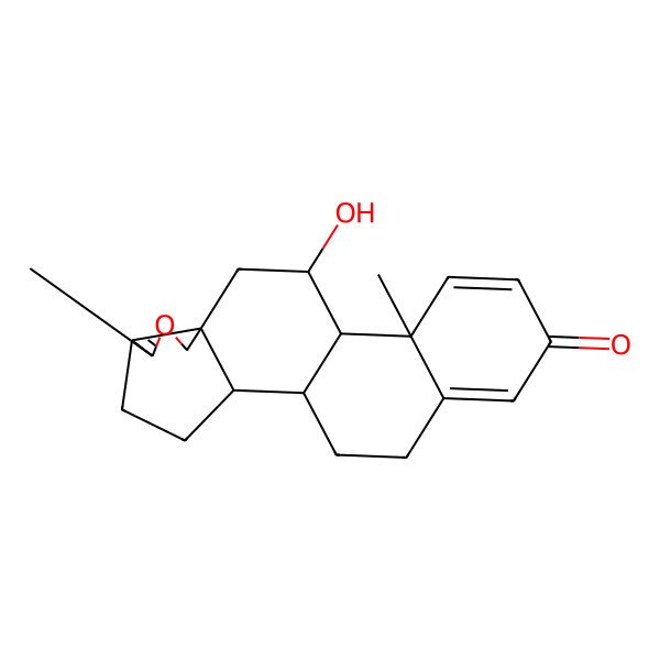 2D Structure of 11-Hydroxy-6,13-dimethyl-7-oxapentacyclo[10.8.0.02,9.05,9.013,18]icosa-5,14,17-trien-16-one
