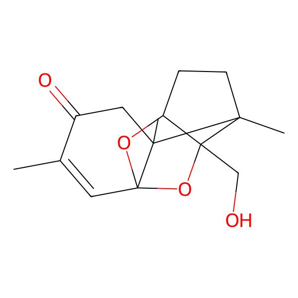 2D Structure of 11-(Hydroxymethyl)-3,6,7-trimethyl-12,13-dioxatetracyclo[8.2.1.01,6.07,11]tridec-2-en-4-one