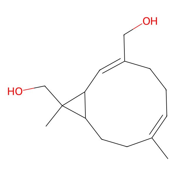 2D Structure of [11-(Hydroxymethyl)-7,11-dimethyl-3-bicyclo[8.1.0]undeca-2,6-dienyl]methanol