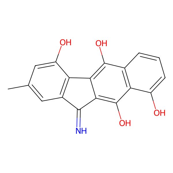 2D Structure of 11-Imino-2-methylbenzo[b]fluorene-4,5,9,10-tetrol