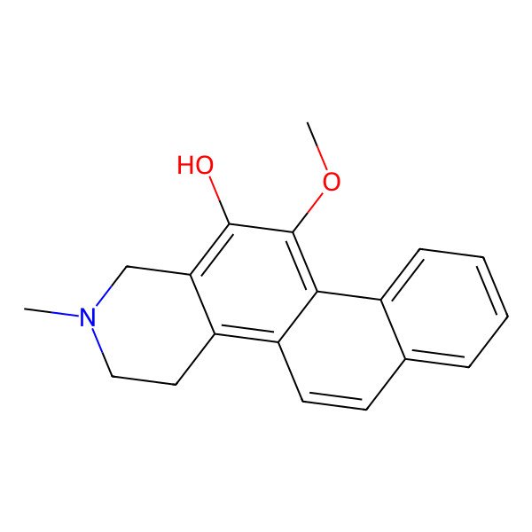 2D Structure of 11-methoxy-2-methyl-3,4-dihydro-1H-naphtho[2,1-f]isoquinolin-12-ol