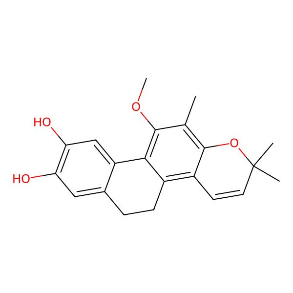 2D Structure of 11-Methoxy-2,2,12-trimethyl-5,6-dihydronaphtho[2,1-f]chromene-8,9-diol