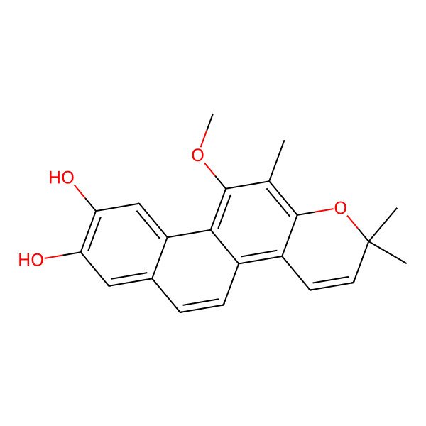 2D Structure of 11-Methoxy-2,2,12-trimethylnaphtho[2,1-f]chromene-8,9-diol
