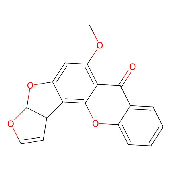 2D Structure of 11-Methoxy-6,8,20-trioxapentacyclo[10.8.0.02,9.03,7.014,19]icosa-1,4,9,11,14,16,18-heptaen-13-one