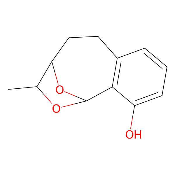 2D Structure of 11-Methyl-12,13-dioxatricyclo[8.2.1.02,7]trideca-2(7),3,5-trien-3-ol