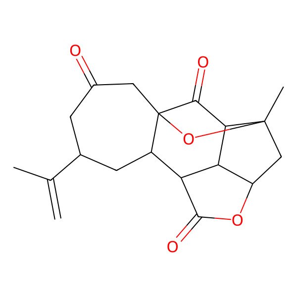 2D Structure of 11-Methyl-4-prop-1-en-2-yl-14,17-dioxapentacyclo[8.5.1.18,11.02,8.013,16]heptadecane-6,9,15-trione