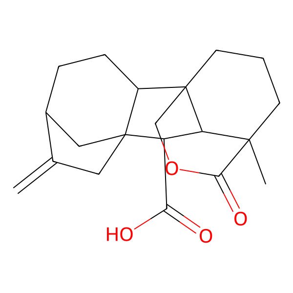 2D Structure of 11-Methyl-6-methylidene-12-oxo-13-oxapentacyclo[9.3.3.15,8.01,10.02,8]octadecane-9-carboxylic acid