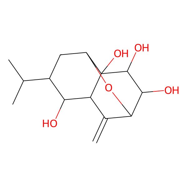 2D Structure of 11-Methylidene-5-propan-2-yl-2-oxatricyclo[5.3.1.03,8]undecane-6,8,9,10-tetrol
