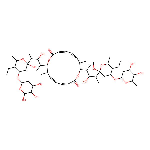 2D Structure of (3E,5E,7S,8S,11E,13E,15S,16S)-8-[(2S,3R,4S)-4-[(2R,4R,5R,6R)-4-[(2R,4S,5S,6S)-4,5-dihydroxy-6-methyloxan-2-yl]oxy-5-ethyl-2-methoxy-6-methyloxan-2-yl]-3-hydroxypentan-2-yl]-16-[(2S,3R,4S)-4-[(2R,4R,5R,6R)-5-ethyl-2-hydroxy-6-methyl-4-[(2R,4S,5S,6R)-4,5,6-trihydroxyoxan-2-yl]oxyoxan-2-yl]-3-hydroxypentan-2-yl]-7,15-dimethyl-1,9-dioxacyclohexadeca-3,5,11,13-tetraene-2,10-dione