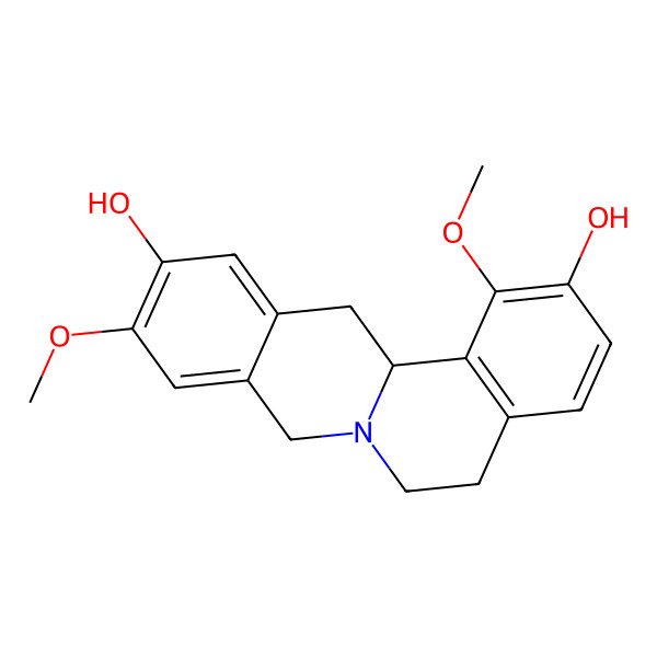 2D Structure of 1,10-dimethoxy-6,8,13,13a-tetrahydro-5H-isoquinolino[2,1-b]isoquinoline-2,11-diol