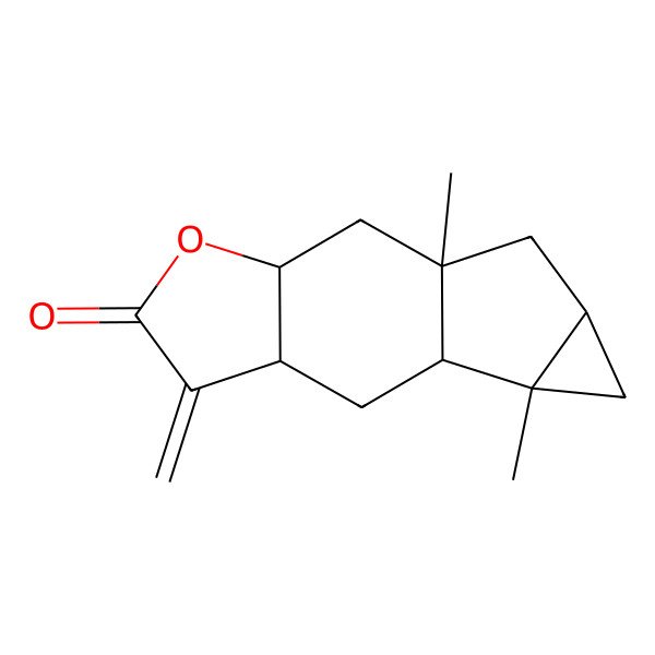 2D Structure of 1,10-Dimethyl-6-methylidene-4-oxatetracyclo[7.4.0.03,7.010,12]tridecan-5-one