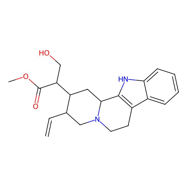 2D Structure of methyl (2S)-2-[(2S,3R,12bS)-3-ethenyl-1,2,3,4,6,7,12,12b-octahydroindolo[2,3-a]quinolizin-2-yl]-3-hydroxypropanoate