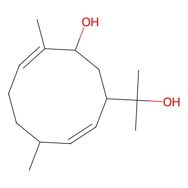 2D Structure of 1(10)E,5E-germacradiene-9beta,11-diol