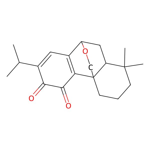 2D Structure of 11,11-Dimethyl-5-propan-2-yl-16-oxatetracyclo[6.6.2.01,10.02,7]hexadeca-2(7),5-diene-3,4-dione