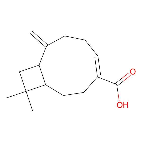 2D Structure of 11,11-Dimethyl-8-methylidenebicyclo[7.2.0]undec-4-ene-4-carboxylic acid