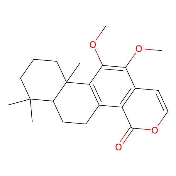 2D Structure of 11,12-Dimethoxy-7,7,10a-trimethyl-5,6,6a,8,9,10-hexahydronaphtho[1,2-h]isochromen-4-one