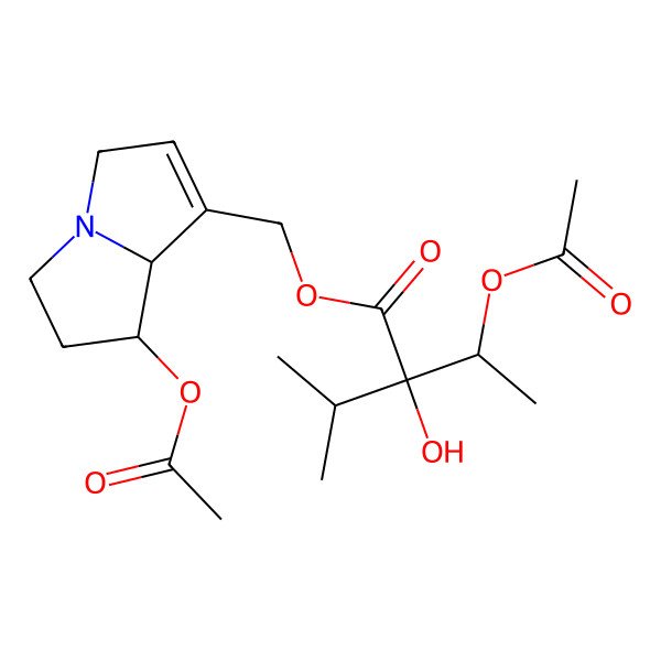 2D Structure of (7-acetyloxy-5,6,7,8-tetrahydro-3H-pyrrolizin-1-yl)methyl 2-(1-acetyloxyethyl)-2-hydroxy-3-methylbutanoate
