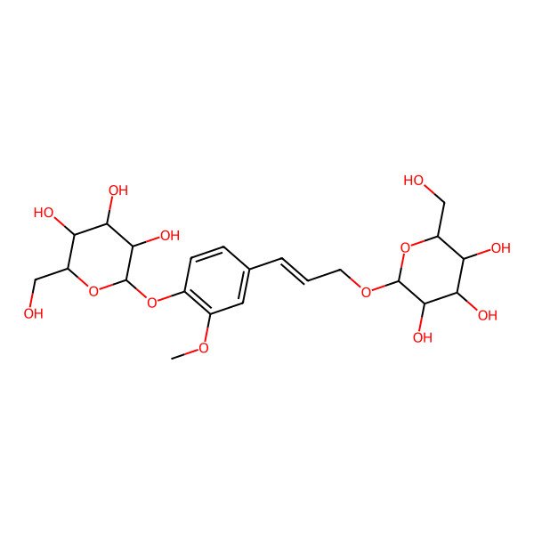 2D Structure of 2-(Hydroxymethyl)-6-[3-[3-methoxy-4-[3,4,5-trihydroxy-6-(hydroxymethyl)oxan-2-yl]oxyphenyl]prop-2-enoxy]oxane-3,4,5-triol