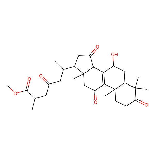 2D Structure of methyl 6-(7-hydroxy-4,4,10,13-tetramethyl-3,11,15-trioxo-2,5,6,7,12,14,16,17-octahydro-1H-cyclopenta[a]phenanthren-17-yl)-2-methyl-4-oxoheptanoate