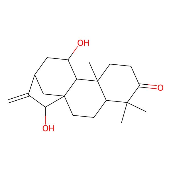 2D Structure of 11,15-Dihydroxy-5,5,9-trimethyl-14-methylidenetetracyclo[11.2.1.01,10.04,9]hexadecan-6-one