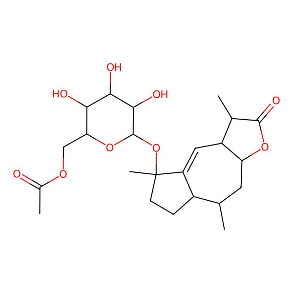 2D Structure of [3,4,5-Trihydroxy-6-[(1,5,8-trimethyl-2-oxo-1,3a,4,5,5a,6,7,9a-octahydroazuleno[6,7-b]furan-8-yl)oxy]oxan-2-yl]methyl acetate