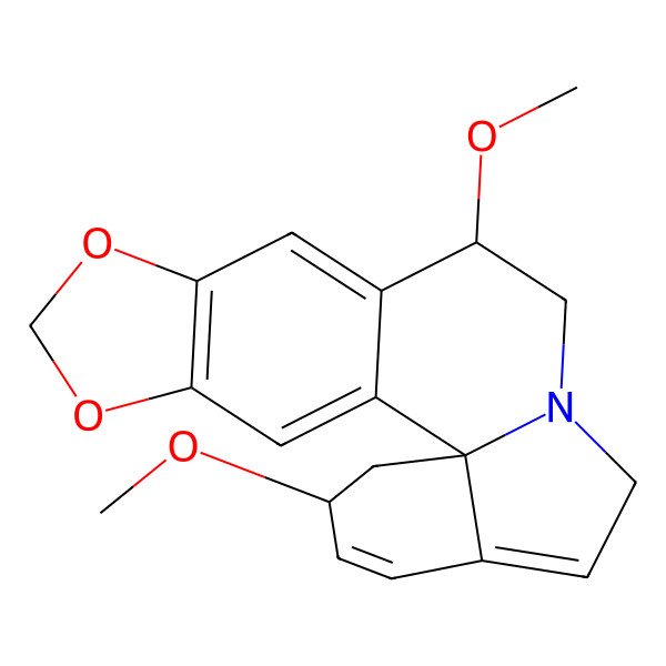 2D Structure of 11,19-Dimethoxy-5,7-dioxa-13-azapentacyclo[11.7.0.01,16.02,10.04,8]icosa-2,4(8),9,15,17-pentaene