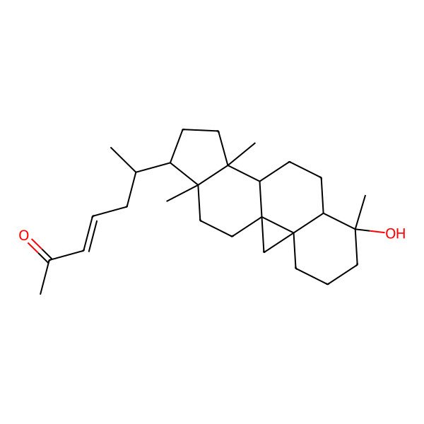 2D Structure of (E,6S)-6-[(1S,3R,7S,8R,11S,12S,15R,16R)-7-hydroxy-7,12,16-trimethyl-15-pentacyclo[9.7.0.01,3.03,8.012,16]octadecanyl]hept-3-en-2-one