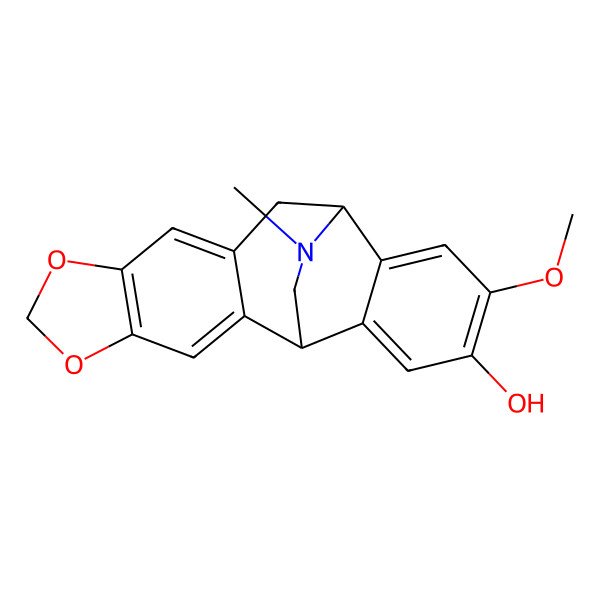2D Structure of (1R,12S)-15-methoxy-20-methyl-5,7-dioxa-20-azapentacyclo[10.6.2.02,10.04,8.013,18]icosa-2,4(8),9,13,15,17-hexaen-16-ol