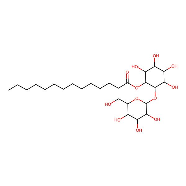 2D Structure of [(1R,2R,3S,4S,5S,6R)-2,3,4,5-tetrahydroxy-6-[(2S,3R,4S,5R,6R)-3,4,5-trihydroxy-6-(hydroxymethyl)oxan-2-yl]oxycyclohexyl] tetradecanoate