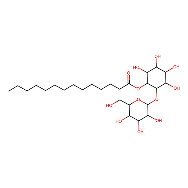 2D Structure of [(1R,2R,3S,4S,5S,6R)-2,3,4,5-tetrahydroxy-6-[(2S,3R,4S,5R,6R)-3,4,5-trihydroxy-6-(hydroxymethyl)oxan-2-yl]oxycyclohexyl] tetradecanoate