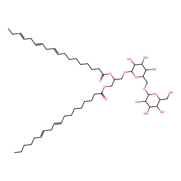 2D Structure of [(2S)-2-[(9Z,12Z,15Z)-octadeca-9,12,15-trienoyl]oxy-3-[(2R,3R,4S,5R,6R)-3,4,5-trihydroxy-6-[[(2S,3R,4S,5R,6R)-3,4,5-trihydroxy-6-(hydroxymethyl)oxan-2-yl]oxymethyl]oxan-2-yl]oxypropyl] (9Z,12Z)-octadeca-9,12-dienoate