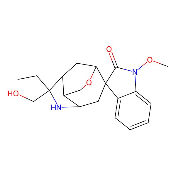 2D Structure of (1R,2S,4S,6R,7R,8S)-6-ethyl-6-(hydroxymethyl)-1'-methoxyspiro[10-oxa-5-azatricyclo[5.3.1.04,8]undecane-2,3'-indole]-2'-one