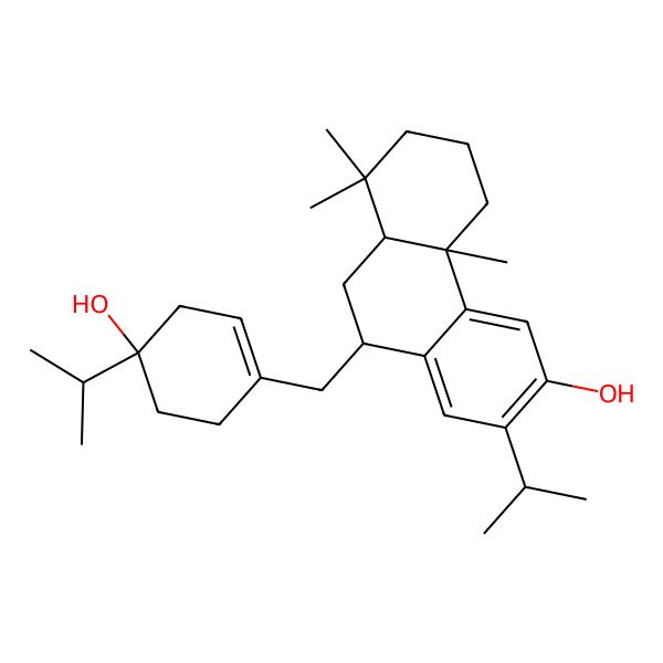 2D Structure of (4bS,8aS,10S)-10-[(4-hydroxy-4-propan-2-ylcyclohexen-1-yl)methyl]-4b,8,8-trimethyl-2-propan-2-yl-5,6,7,8a,9,10-hexahydrophenanthren-3-ol