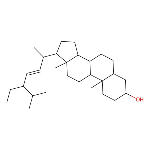 2D Structure of (8R,9S,10S,13R,14S,17R)-17-[(2R,5S)-5-ethyl-6-methylhept-3-en-2-yl]-10,13-dimethyl-2,3,4,5,6,7,8,9,11,12,14,15,16,17-tetradecahydro-1H-cyclopenta[a]phenanthren-3-ol