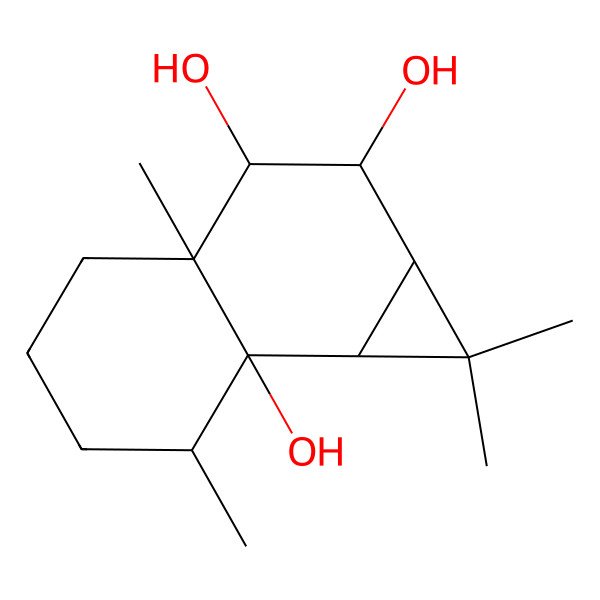2D Structure of 1,1,3a,7-Tetramethyl-1a,2,3,4,5,6,7,7b-octahydrocyclopropa[c]naphthalene-2,3,7a-triol