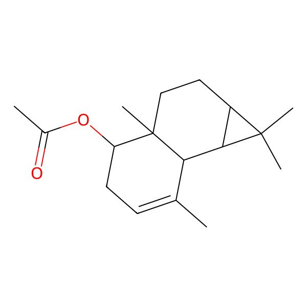 2D Structure of (1,1,3a,7-tetramethyl-2,3,4,5,7a,7b-hexahydro-1aH-cyclopropa[a]naphthalen-4-yl) acetate