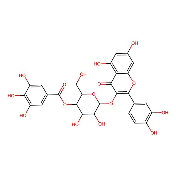 2D Structure of [6-[2-(3,4-Dihydroxyphenyl)-5,7-dihydroxy-4-oxochromen-3-yl]oxy-4,5-dihydroxy-2-(hydroxymethyl)oxan-3-yl] 3,4,5-trihydroxybenzoate