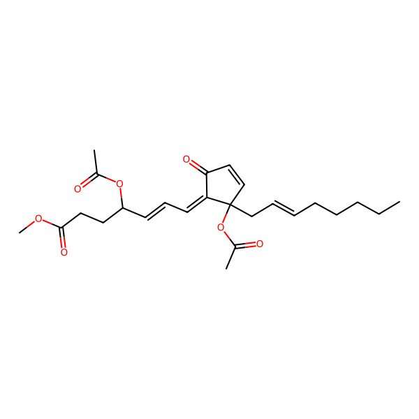 2D Structure of methyl (E,4S,7E)-4-acetyloxy-7-[(2R)-2-acetyloxy-2-[(Z)-oct-2-enyl]-5-oxocyclopent-3-en-1-ylidene]hept-5-enoate
