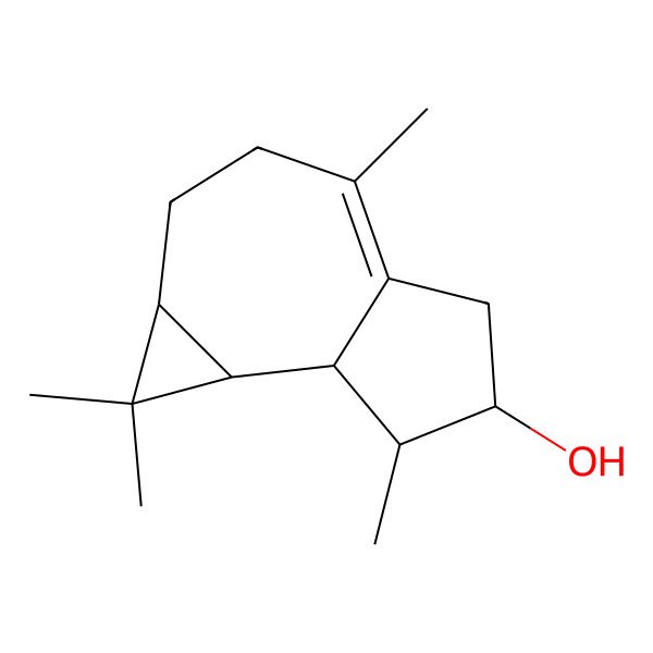 2D Structure of 1,1,4,7-Tetramethyl-1a,2,3,5,6,7,7a,7b-octahydrocyclopropa[e]azulen-6-ol