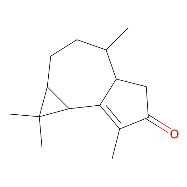 2D Structure of 1,1,4,7-tetramethyl-2,3,4,4a,5,7b-hexahydro-1aH-cyclopropa[e]azulen-6-one